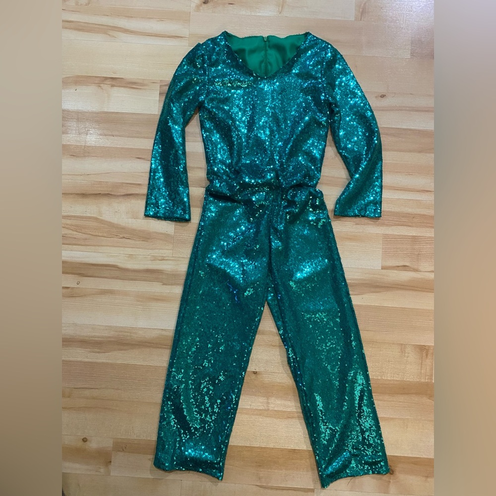Gorgeous Green Pageant Appearance Sequin Romper Jumpsuit Girls Custom